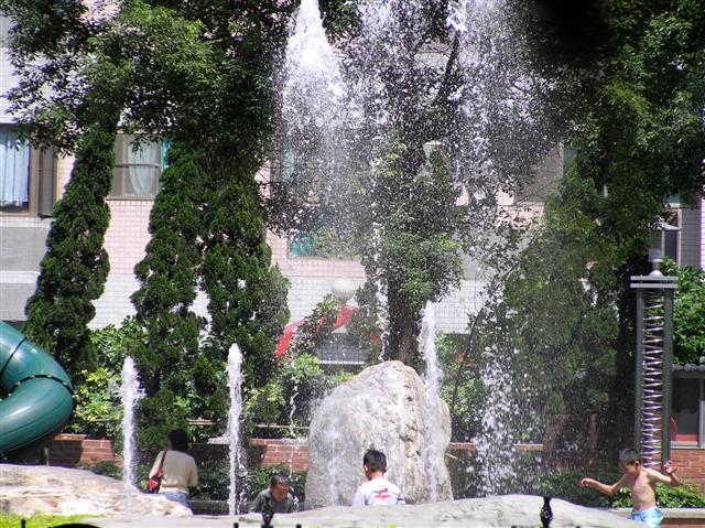 Playing in the fountain
